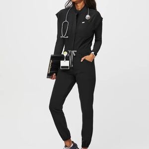 Figs Black Straight Leg Jumpsuit